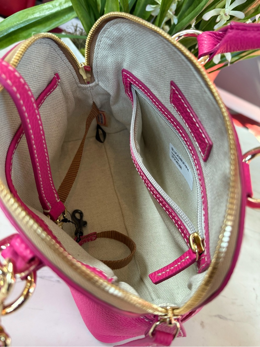 New Dooney & Bourke Lucca Leather Small Satchel Fuchsia - Picture 7 of 16